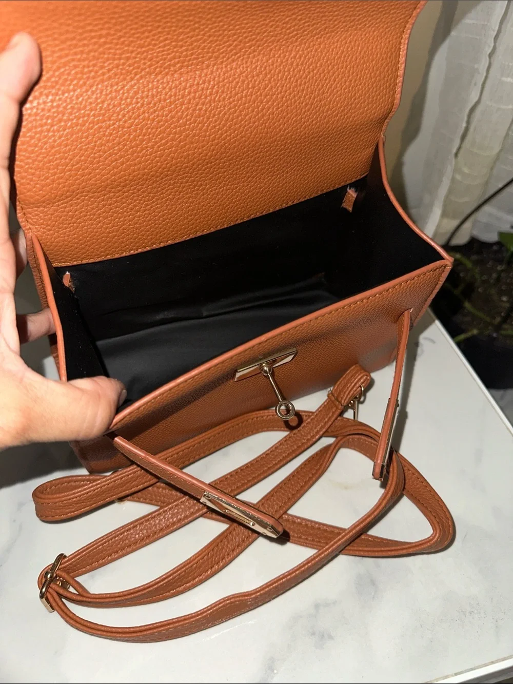 Classic Tan Top-Handle Women's Bag with Silk Scarf Accent